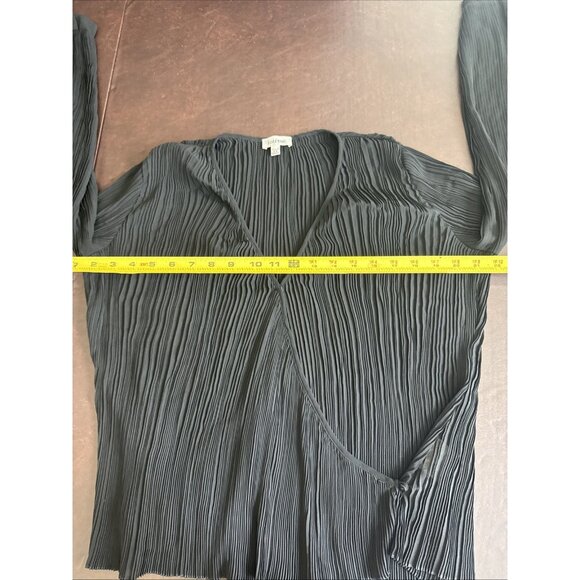 Totême Black Pleated Top V-Neck Long Sleeve XS - Picture 7 of 10